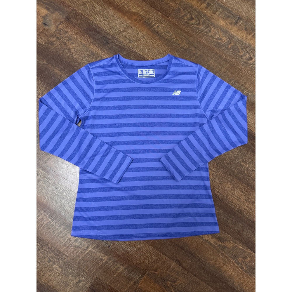 New Balance Lightning Dry Women's Medium Purple Striped Long Sleeve Athletic Top